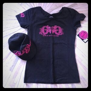 Black Women’s hunting apparel T-shirt and hat